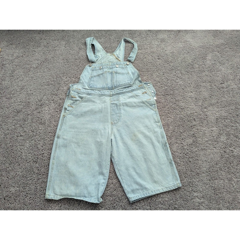 GET Jumpsuit Womens Medium Romper Shorts Denim Blue Adjustable Strap